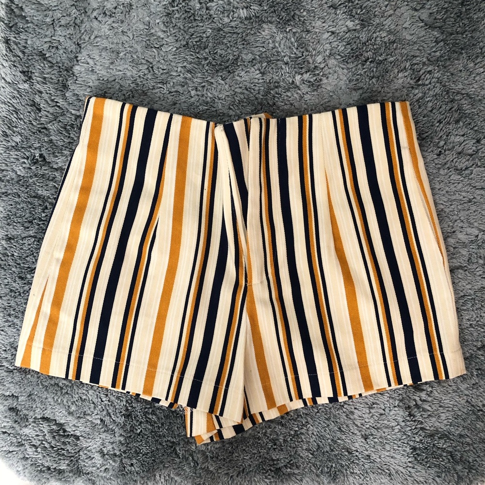 Forever 21 Blue White and Yellow Striped Shorts